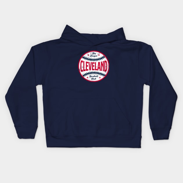 Cleveland Retro Big League Baseball - Navy Kids Hoodie by KFig21